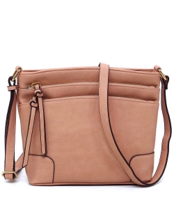 Fashion Multi Zip Pocket Crossbody Bag WU059 ROSEPINK